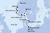 Warnemunde,Haugesund,Bergen,Kristiansand,Oslo,Copenhagen,Warnemunde