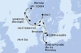 Warnemunde,Sandnes,Vik i Sogn,Kristiansand,Oslo,Copenhagen,Warnemunde