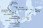 Stockholm,Tallinn,Copenhagen,Warnemunde,Sandnes,Vik i Sogn,Kristiansand,Oslo