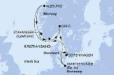 Copenhagen,Warnemunde,Alesund,Stavanger,Kristiansand,Oslo,Copenhagen