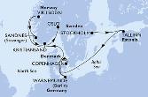 Stockholm,Tallinn,Copenhagen,Warnemunde,Vik i Sogn,Sandnes,Kristiansand,Oslo