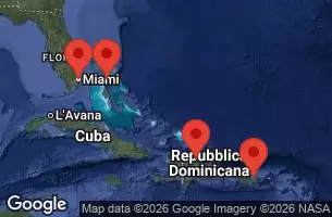 NORWEGIAN AQUA - itinerár  6 nocí odchod z MIAMI, FL dňa 18/04/2027 -  FLORIDA, DOMINICAN REPUBLIC, PUERTO RICO, BAHAMAS