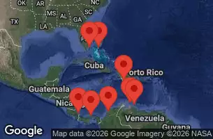 NORWEGIAN SUN - itinerár  12 nocí odchod z MIAMI, FL dňa 21/12/2026 -  FLORIDA, BAHAMAS, DOMINICAN REPUBLIC, ARUBA, NETHERLAND ANTILLES, CARTAGENA  COLOMBIA, PANAMA CANAL GATUN LAKE PANAMA, COSTA RICA