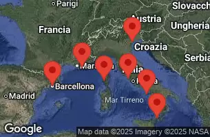 RCC BRILLIANCE OF THE SEAS - itinerár  7 nocí odchod z BARCELONA, SPAIN dňa 22/06/2026 - BARCELONA, SPAIN, PROVENCE (TOULON), FRANCE, AJACCIO, CORSICA, Civitavecchia, Italy, Naples, Capri, Italy, Sicily, Messina, Italy, CRUISING, Venice, Ravenna, Italy