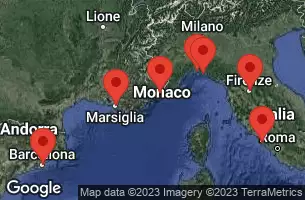 BARCELONA, SPAIN, CRUISING, PROVENCE(MARSEILLE), FRANCE, NICE (VILLEFRANCHE), FRANCE, GENOA, ITALY, PORTOFINO, ITALY, FLORENCE/PISA(LIVORNO),ITALY, Civitavecchia, Italy