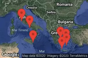 Civitavecchia, Italy, SIRACUSA - SICILY, CRUISING, CHANIA (SOUDA) -CRETE - GREECE, MYKONOS, GREECE, ATHENS (PIRAEUS), GREECE, SANTORINI, GREECE, NAPLES/CAPRI, ITALY