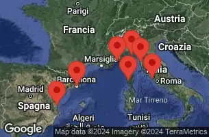 BARCELONA, SPAIN, VALENCIA, SPAIN, CRUISING, NICE (VILLEFRANCHE), FRANCE, AJACCIO, CORSICA, FLORENCE/PISA(LIVORNO),ITALY, PORTOFINO, ITALY, Civitavecchia, Italy
